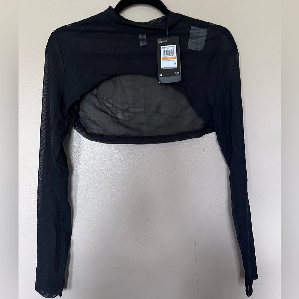 Under Armour Black Sheer Long-Sleeve Cropped Mesh Top